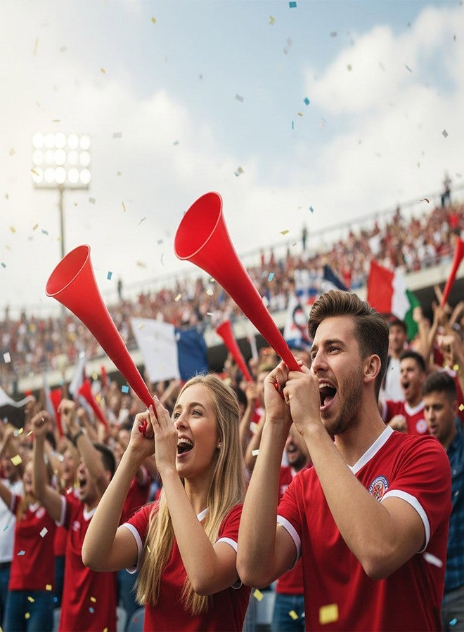 VICROIC 24 Inch Collapsible Stadium Horn, Vuvuzela Plastic Blow Cheering Horn, Collapsible Plastic Trumpet noise makers Horn for Sporting Event，Football Soccer Games, School Party Supply(Red) - Image 5